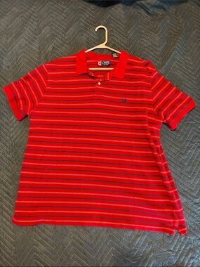 Chaps Red Striped Polo Shirt
